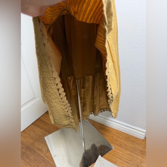 Anthropologie Maeve High-Low Strapless Gold Mustard Midi Dress XS - Picture 4 of 16